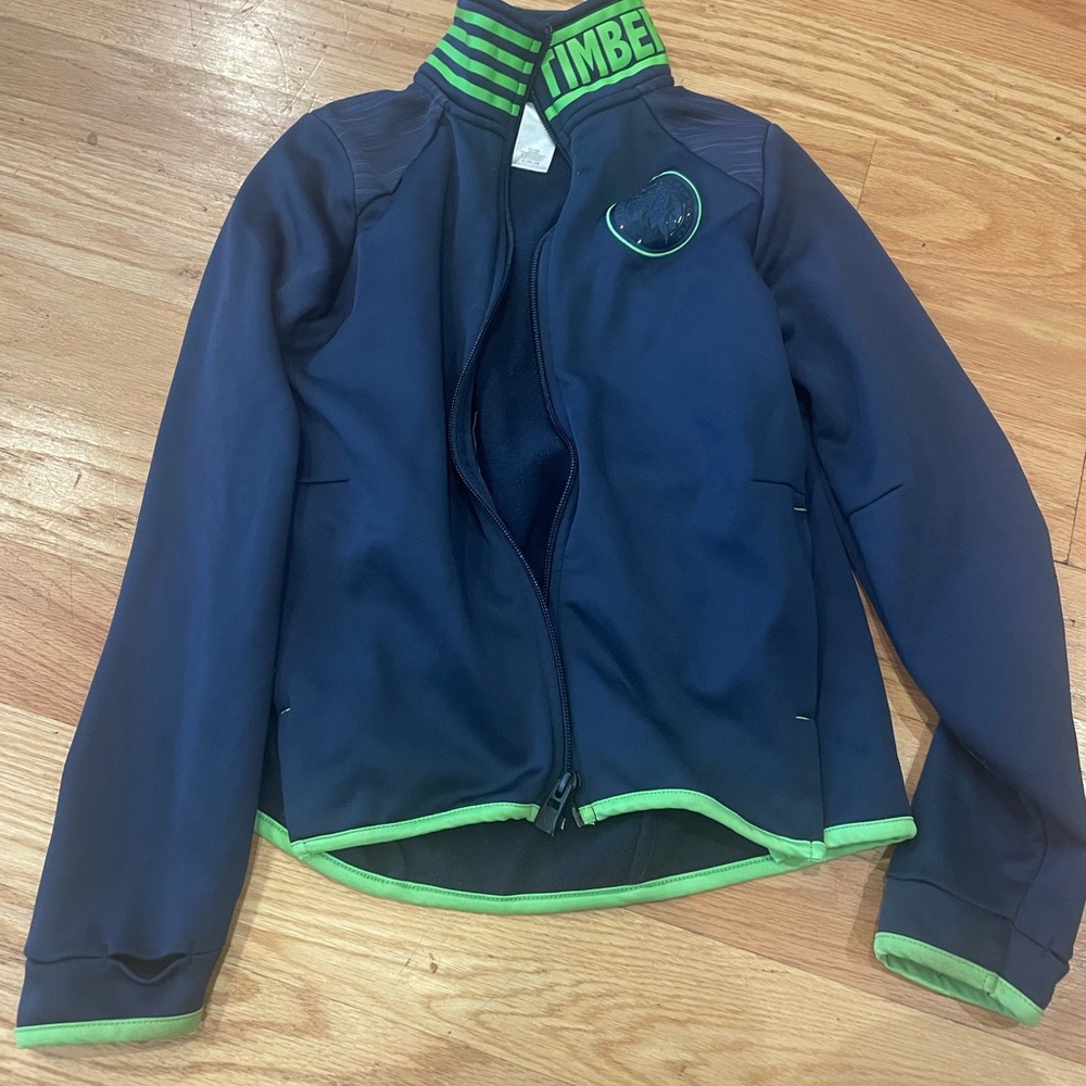 NBA Navy and Green Girls' Timberwolves Jacket